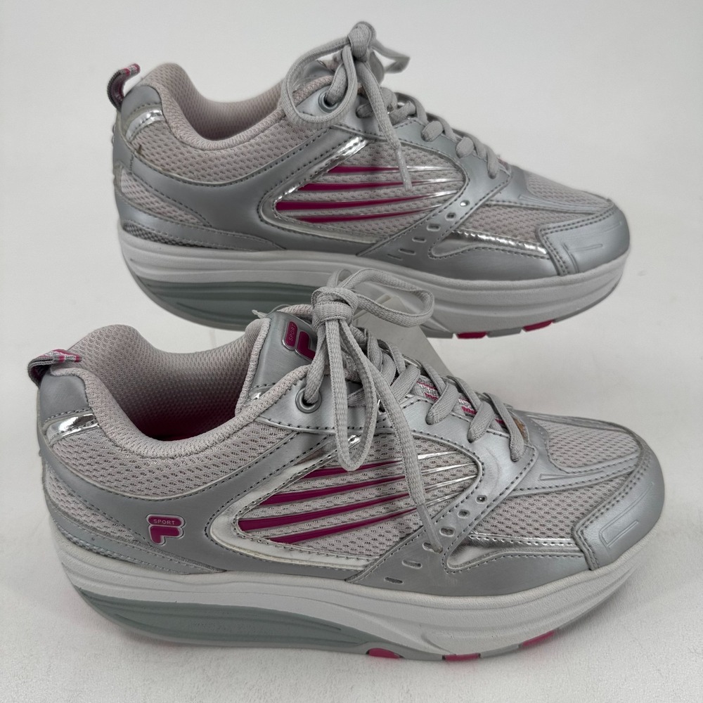 NEW Fila Walk N Sculpt Shoes WOMENS Gray Silver Pink Lace Up Sneakers SIZE 6.5